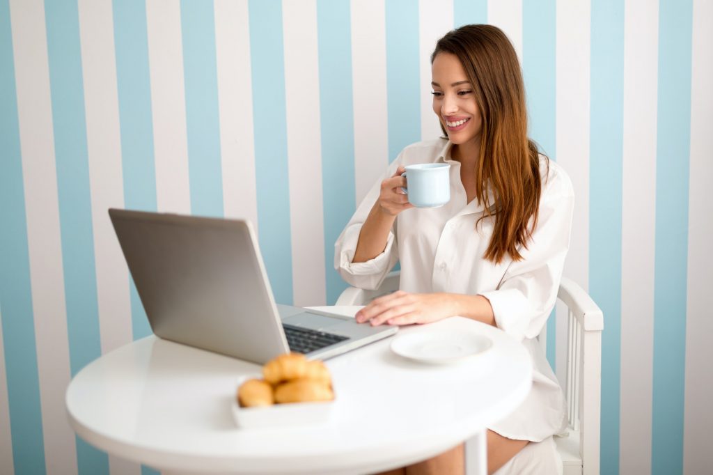 Beautiful woman reading news